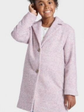 Cat & Jack Light Pink & Gray Herringbone Coat for Girls